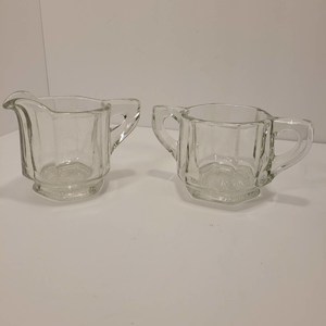 Vintage Crystal Cream & Sugar‎ Bowl Handles Circa 1960